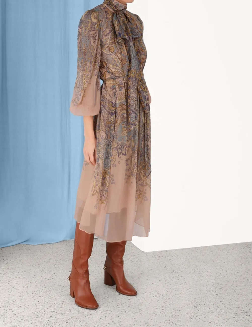 ZIMMERMANN Dresses<Lyrical Tie Neck Billow Dress
