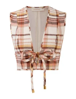 ZIMMERMANN Tops<Matchmaker Check Bow Bodice