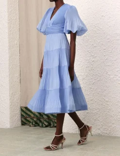 ZIMMERMANN Dresses<Pleated Midi Dress