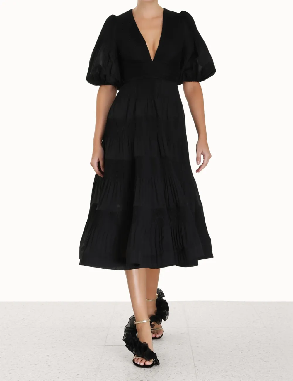 ZIMMERMANN Dresses<Pleated Midi Dress