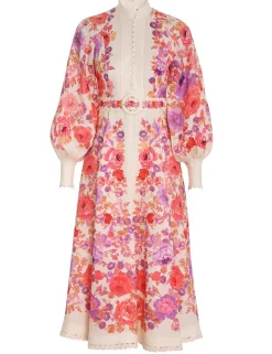 ZIMMERMANN Clothing<Raie Billow Sleeve Midi Dress