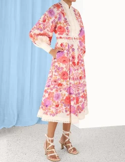 ZIMMERMANN Clothing<Raie Billow Sleeve Midi Dress