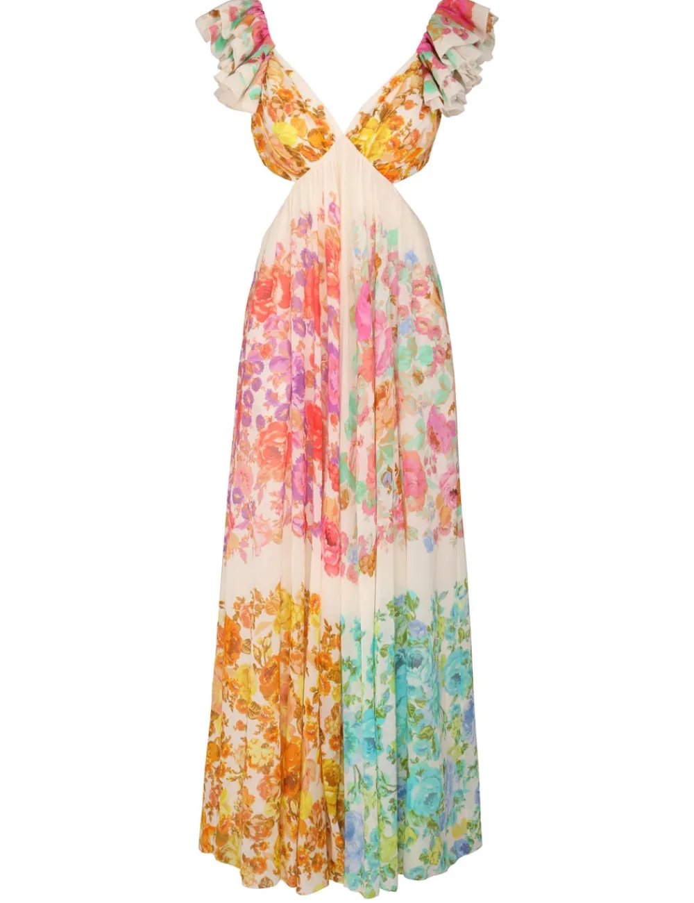 ZIMMERMANN Clothing<Raie Frill Shoulder Midi Dress