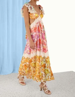 ZIMMERMANN Clothing<Raie Frill Shoulder Midi Dress