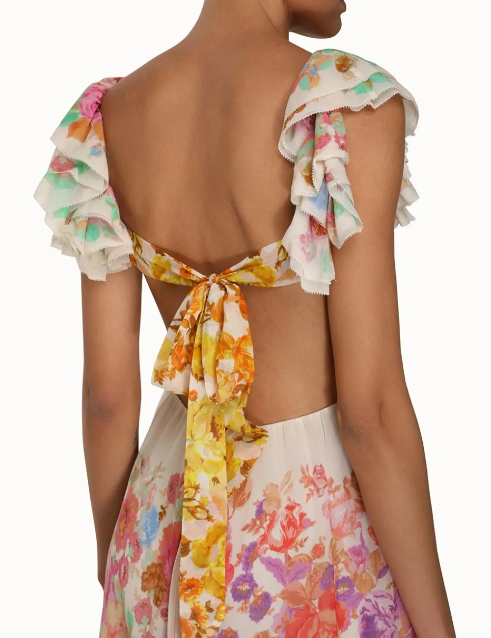 ZIMMERMANN Clothing<Raie Frill Shoulder Midi Dress