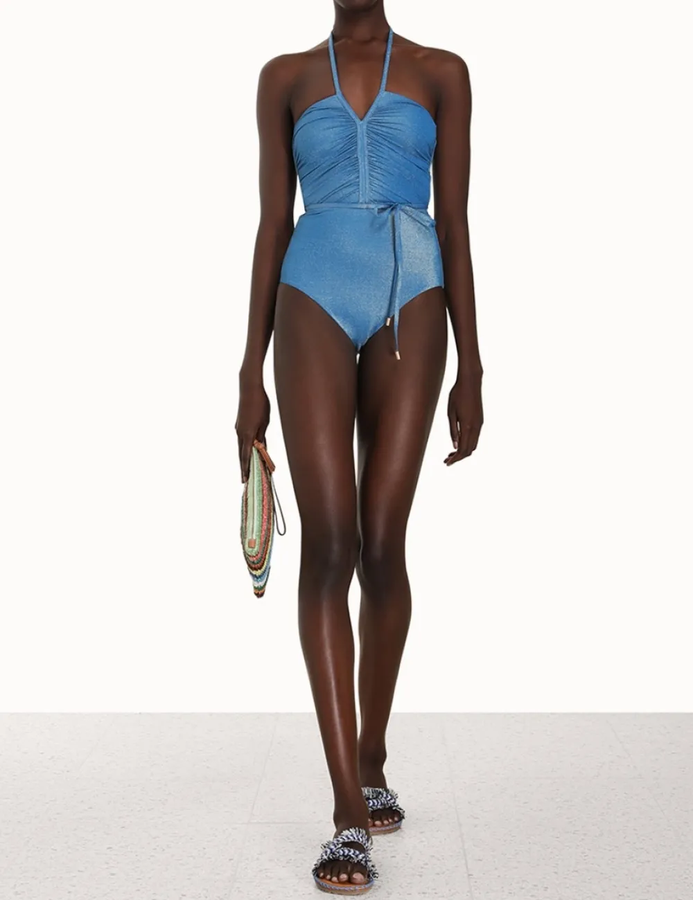 ZIMMERMANN One Pieces<Raie Lurex Ruched Halter 1Pc