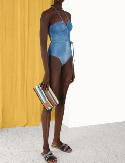 ZIMMERMANN One Pieces<Raie Lurex Ruched Halter 1Pc