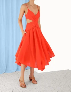 ZIMMERMANN Clothing<Raie Plunge Cut Out Midi Dress