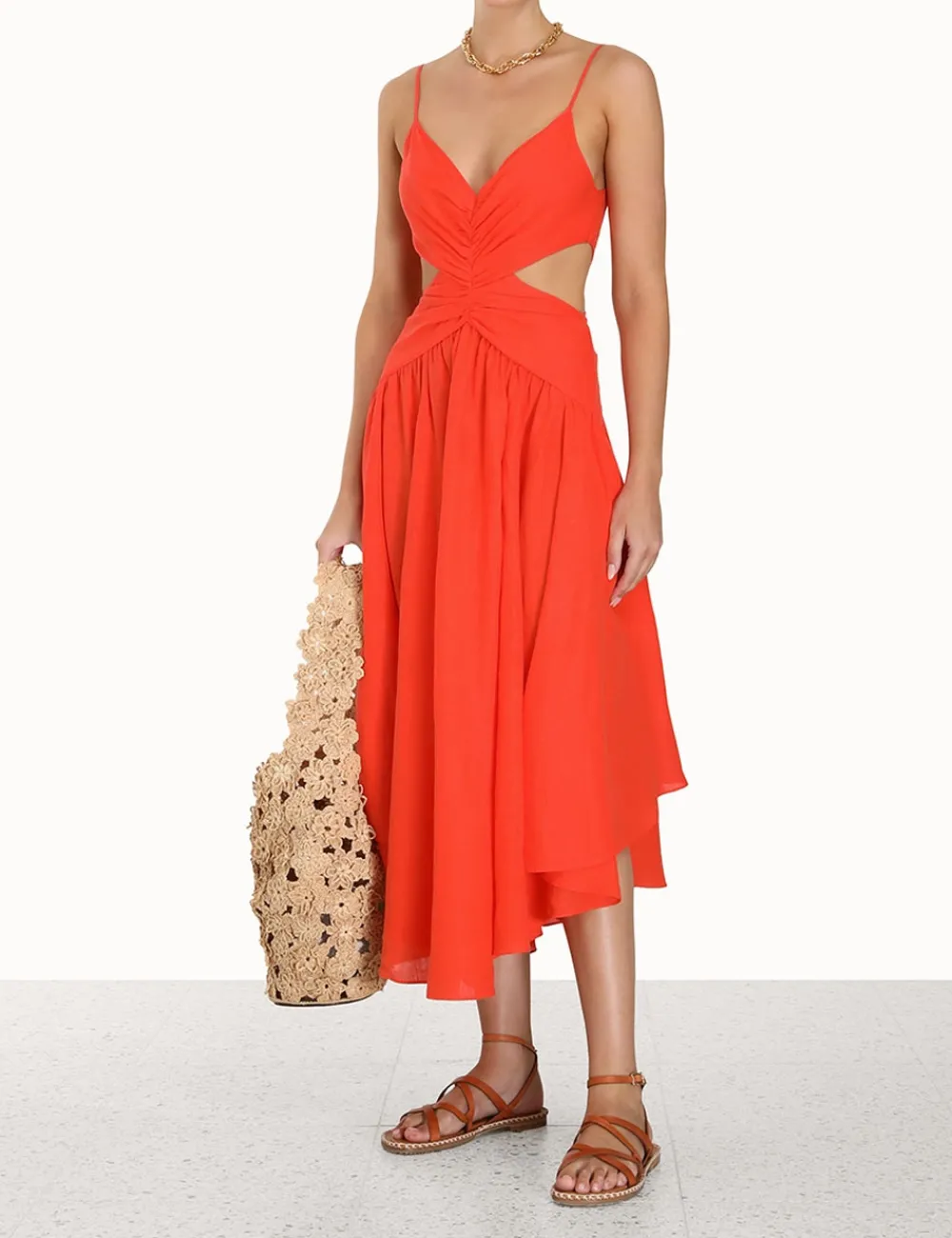 ZIMMERMANN Dresses & Coverups<Raie Plunge Cut Out Midi Dress