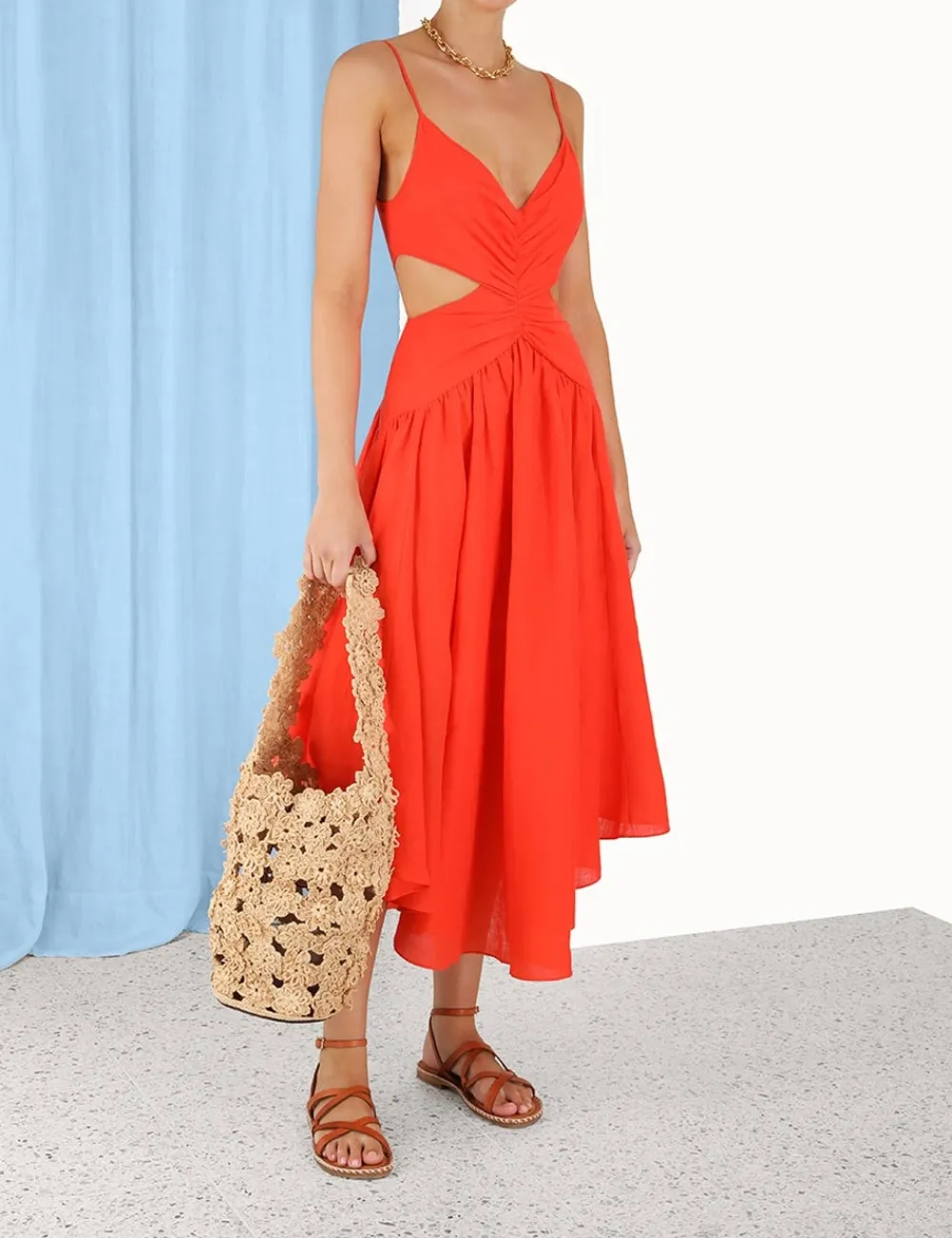 ZIMMERMANN Dresses & Coverups<Raie Plunge Cut Out Midi Dress