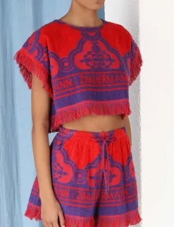 ZIMMERMANN Tops<Raie Towelling Crop