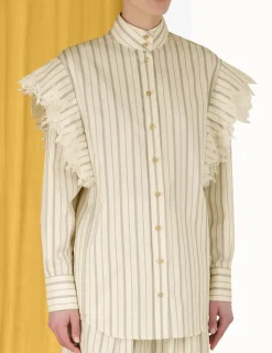 ZIMMERMANN Tops<Sensory Lace Stripe Shirt