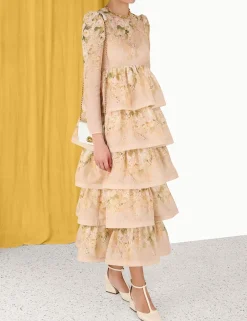 ZIMMERMANN Luminosity<Sensory Tiered Midi Dress