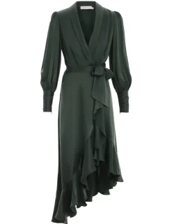 ZIMMERMANN Luminosity<Silk Wrap Midi Dress