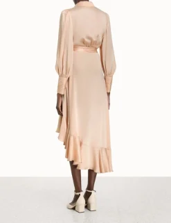 ZIMMERMANN Luminosity<Silk Wrap Midi Dress