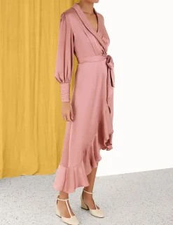 ZIMMERMANN Luminosity<Silk Wrap Midi Dress