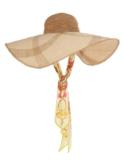 ZIMMERMANN Accessories<Straw & Printed Silk Sunhat