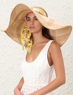 ZIMMERMANN Hats<Straw & Printed Silk Sunhat