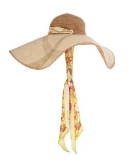 ZIMMERMANN Hats<Straw & Printed Silk Sunhat