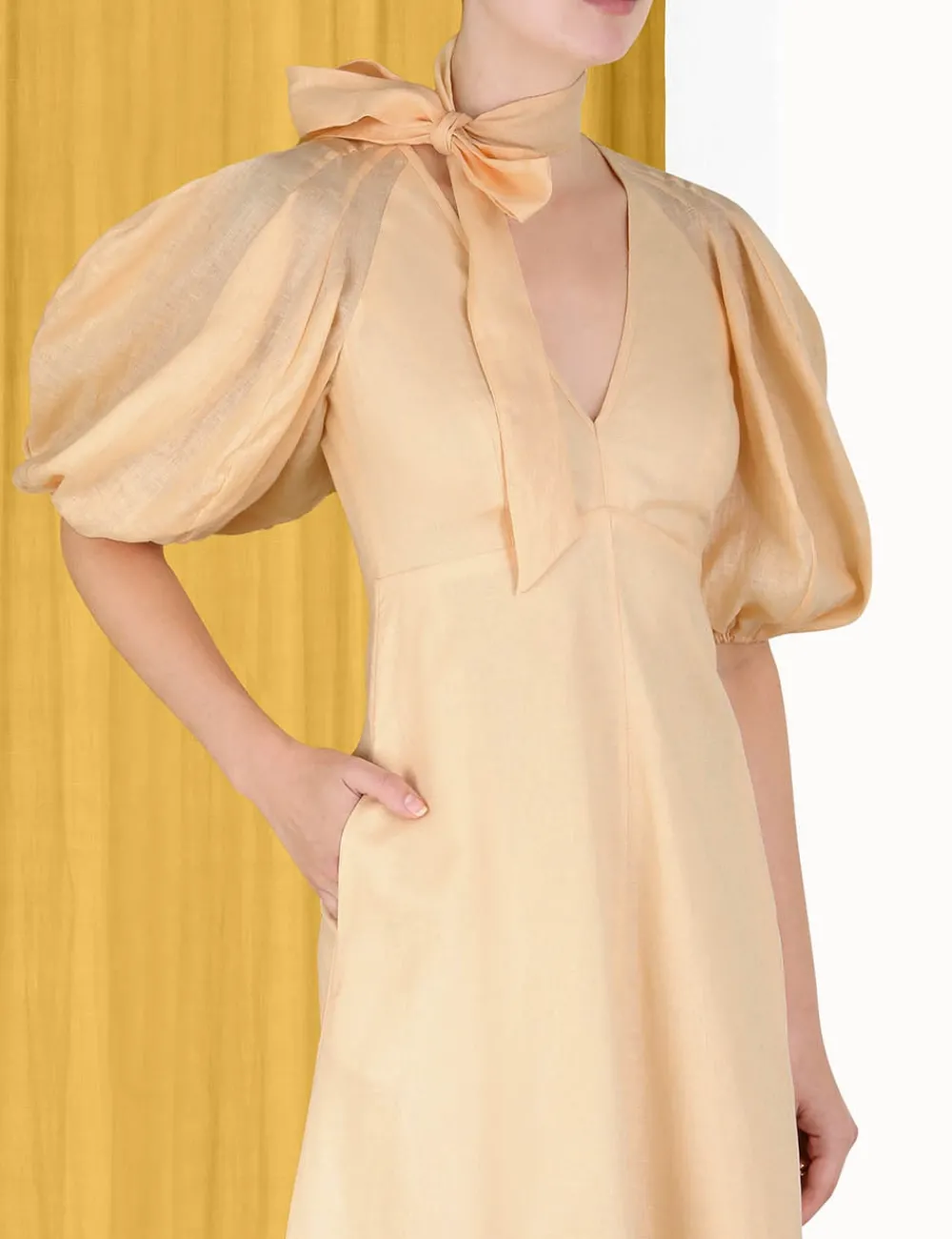ZIMMERMANN Luminosity<Tie Neck Midi Dress