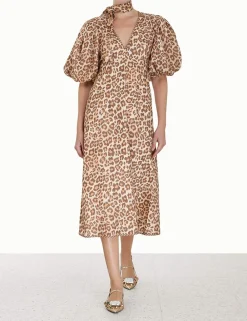 ZIMMERMANN Luminosity<Tie Neck Midi Dress