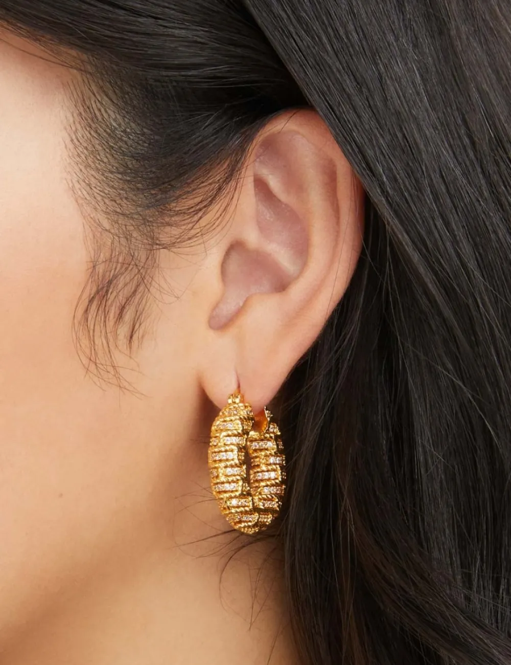ZIMMERMANN Earrings<Twisted Rope Pave Hoops