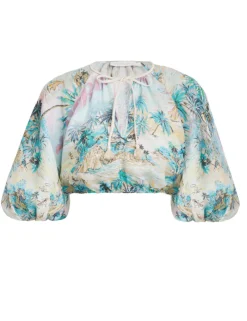 ZIMMERMANN Tops<Vacay Puff Sleeve Crop Top