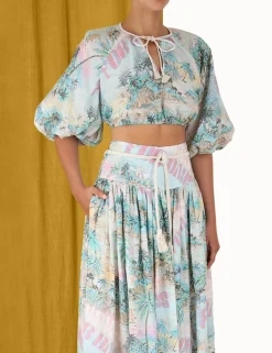 ZIMMERMANN Tops<Vacay Puff Sleeve Crop Top